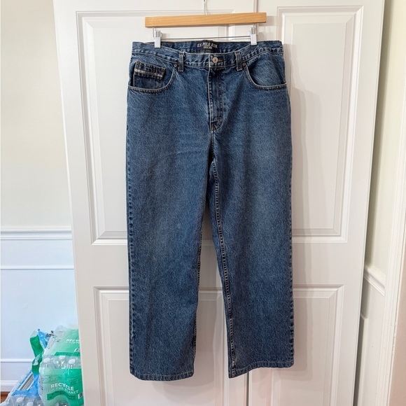 Vintage 00’s Y2K U.S. Polo Assn. Wide Leg/Baggy Back Embroidered Jeans 36x32 - Picture 5 of 7